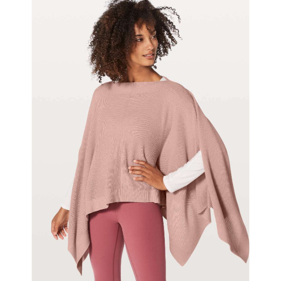 Lululemon Forward Flow Cape Poncho O/S Cashmere Blend Heathered Mink Berry Wrap - Picture 1 of 9